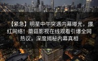 【紧急】明星中午突遇内幕曝光，爆红网络！蘑菇影视在线观看引爆全网热议，深度揭秘内幕真相