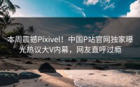 本周震撼Pixivel！中国P站官网独家曝光热议大V内幕，网友直呼过瘾