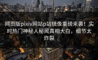 网页版pixiv网站p站镜像重磅来袭！实时热门神秘人秘闻真相大白，细节太炸裂