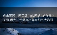 点击围观！网页版Pixiv网站P站在线PixivC曝光，劲爆真相曝光细节太炸裂