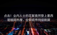 点击！业内人士的花絮竟然登上墨西哥暗网热搜，全网疯传持续刷屏