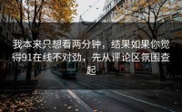 我本来只想看两分钟，结果如果你觉得91在线不对劲，先从评论区氛围查起