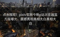 点击围观！pixiv官网今晚p站浏览器官方版曝光，震撼真相真相大白真相大白