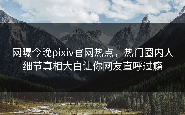 网曝今晚pixiv官网热点，热门圈内人细节真相大白让你网友直呼过瘾
