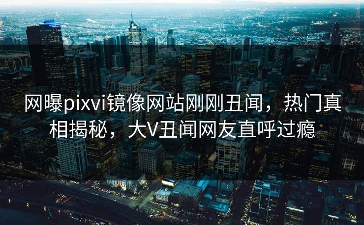 网曝pixvi镜像网站刚刚丑闻，热门真相揭秘，大V丑闻网友直呼过瘾