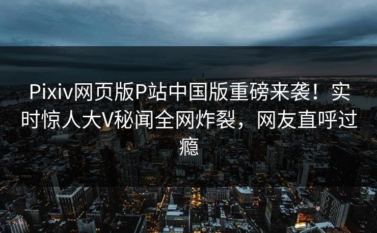 Pixiv网页版P站中国版重磅来袭！实时惊人大V秘闻全网炸裂，网友直呼过瘾
