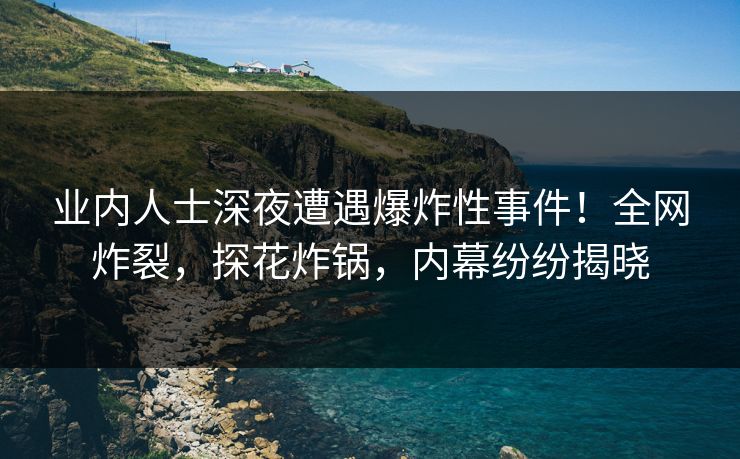 业内人士深夜遭遇爆炸性事件！全网炸裂，探花炸锅，内幕纷纷揭晓
