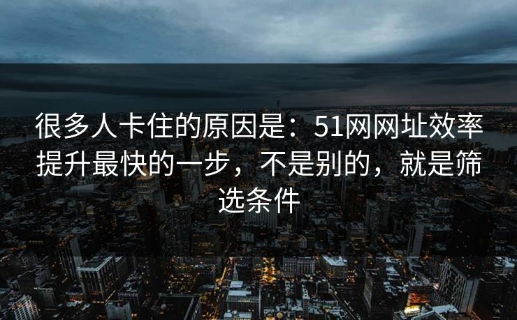 很多人卡住的原因是：51网网址效率提升最快的一步，不是别的，就是筛选条件